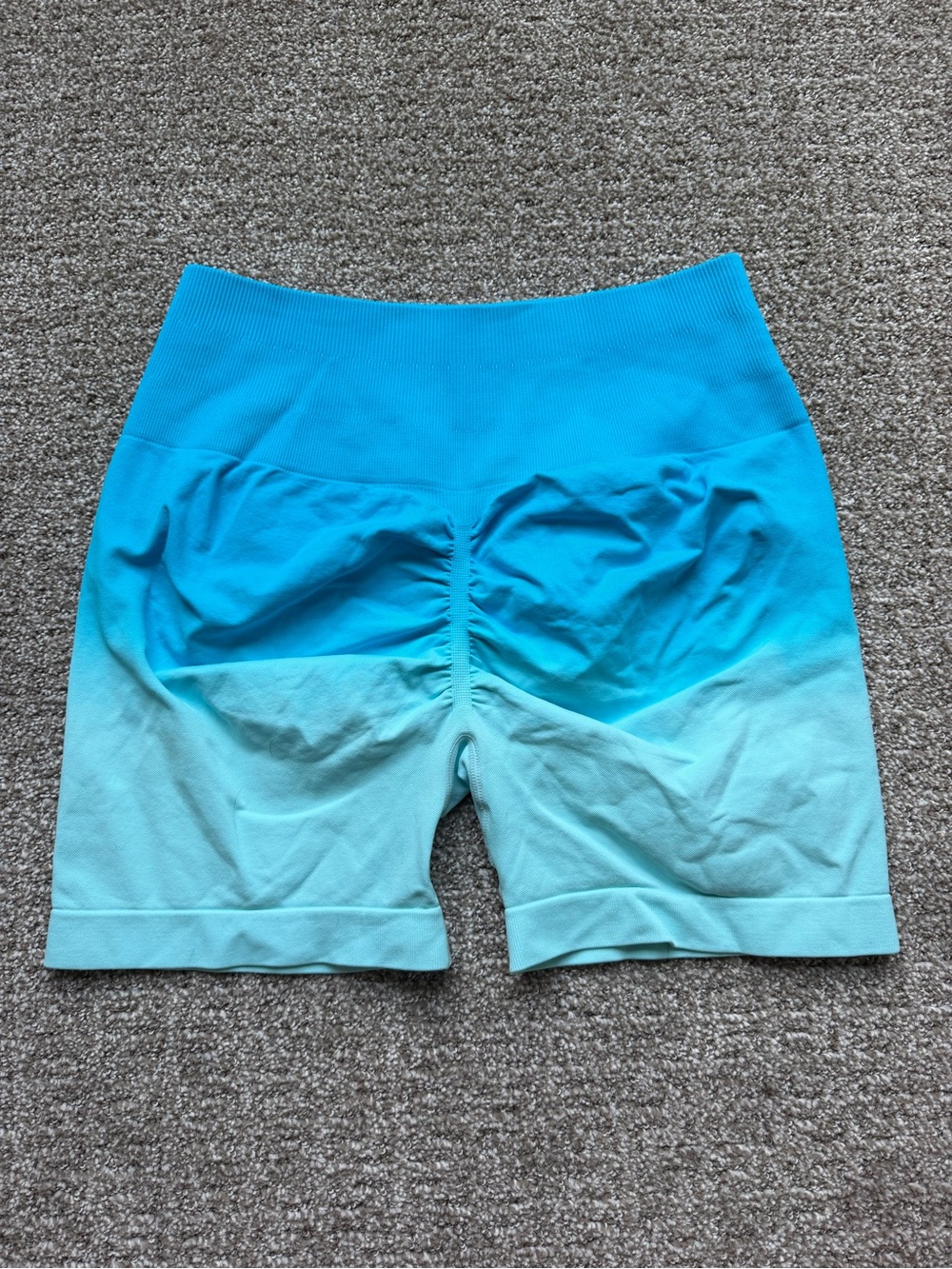 High-Waist Ombre Turquoise Women's Shorts